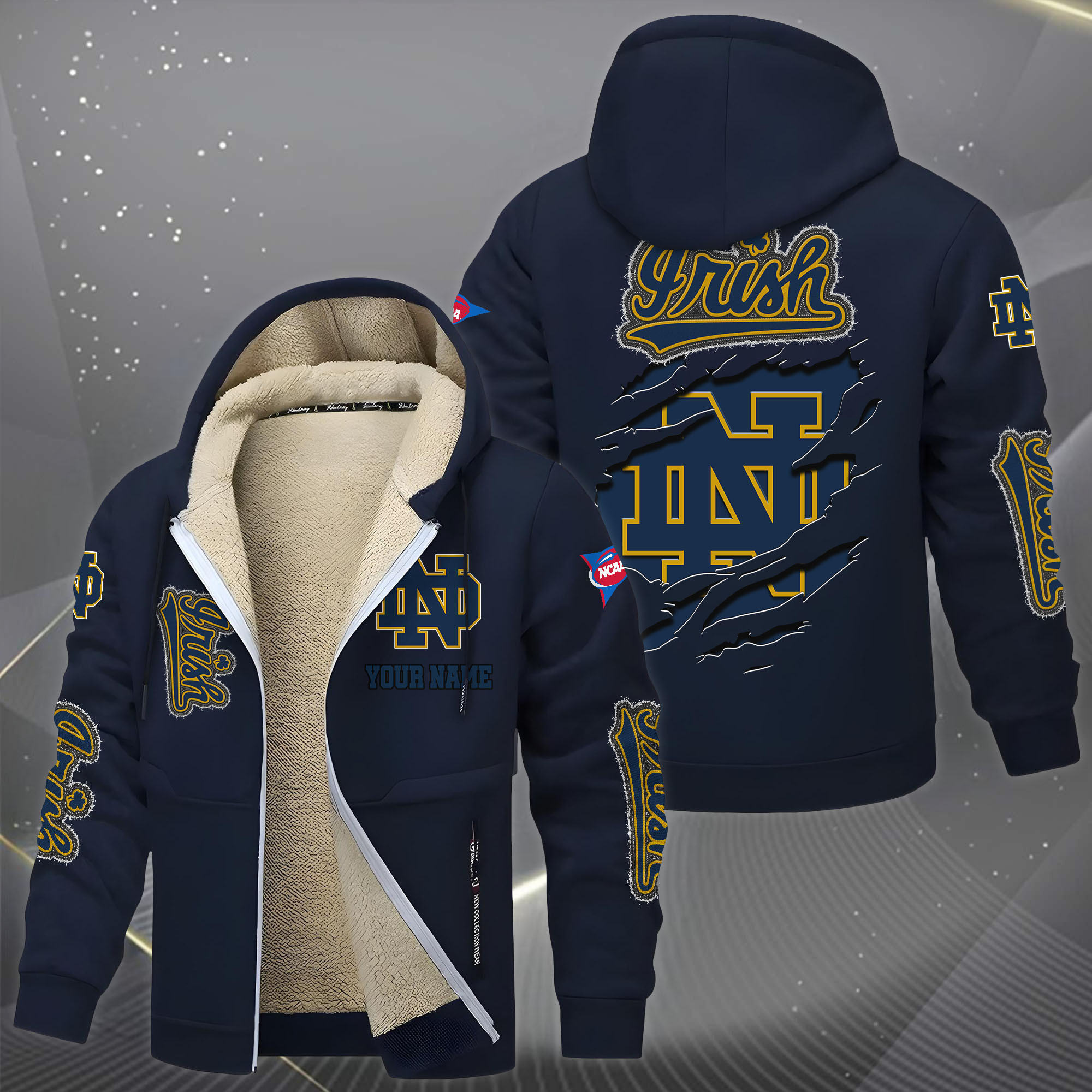 Notre Dame Hoodie Zip Velvet Coat PBHKBW8
