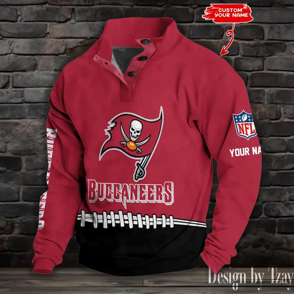 Tampa Bay Buccaneers Casual Long Sleeve Button Up Sweatshirt S9DBSCH2346
