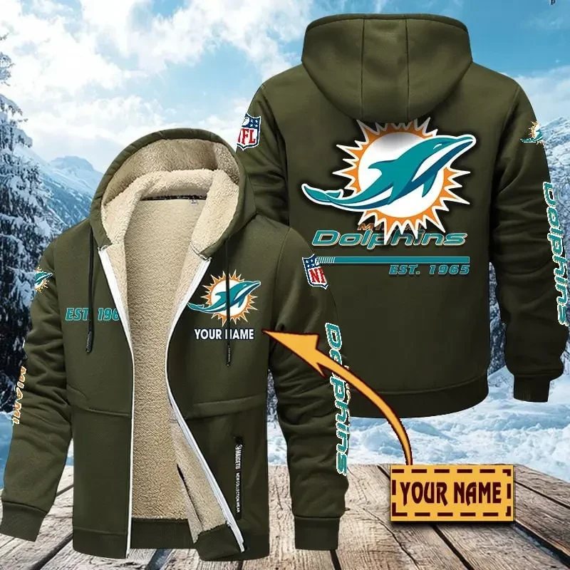 Miami Dolphins Zip Up Fur Coat ANZTZH135