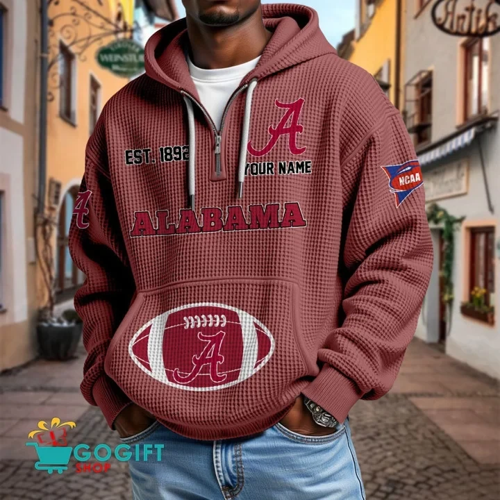 Alabama Crimson Tide DMKT011 Waffle Half Zip Hoodie