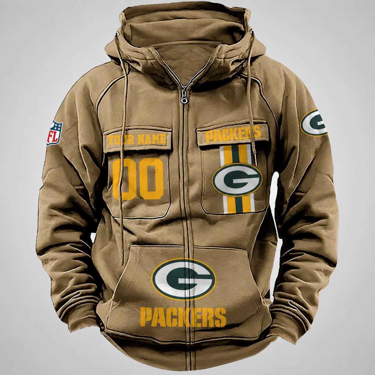 Green Bay Packers Vintage Men Hoodies Zipup DV6 AZVMHD423