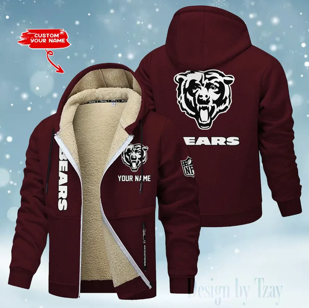 Chicago Bears Hoodie Zip Velvet Coat ANZTZH039