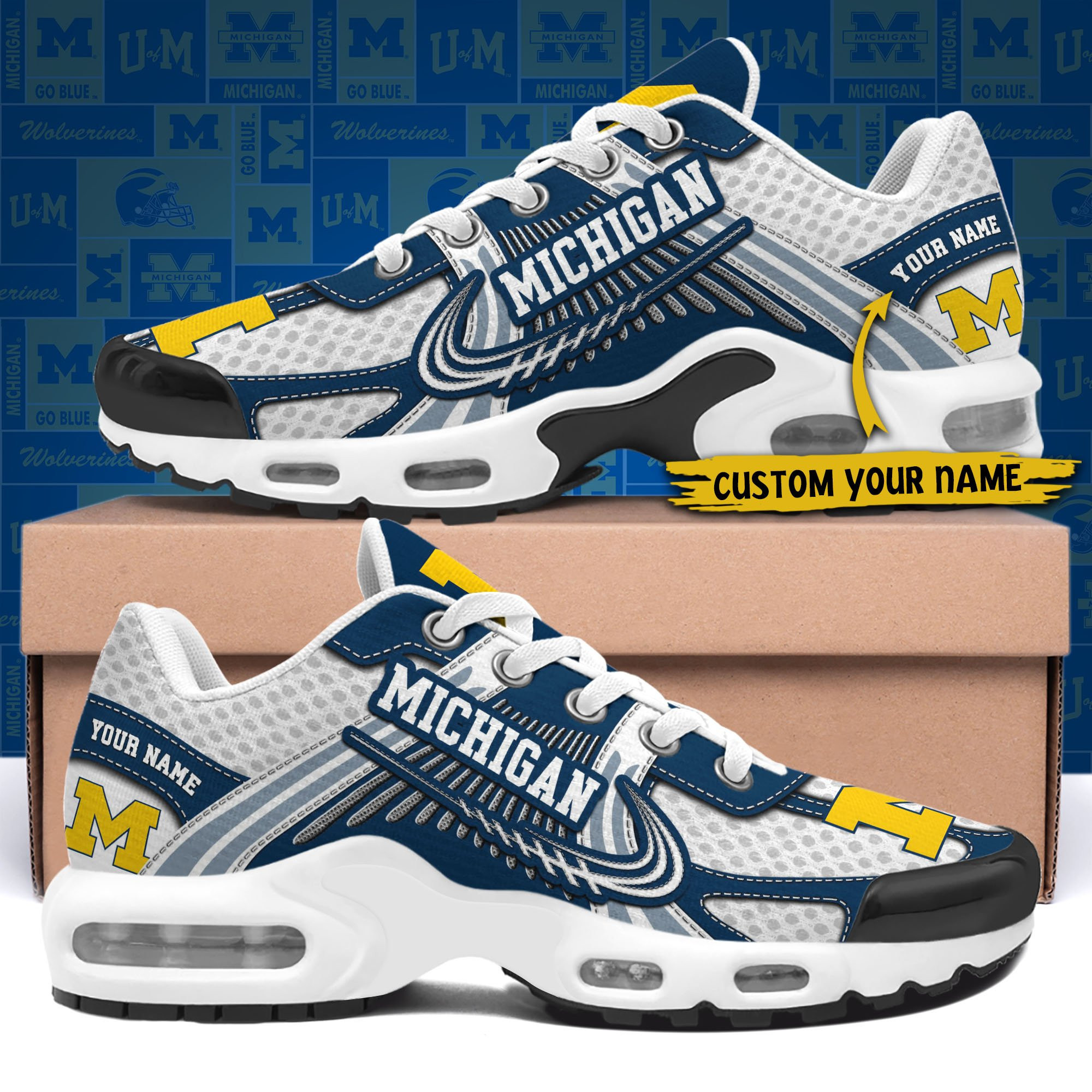 Michigan Wolverines Personalized Plus T-N Youth Sneakers T8D44D