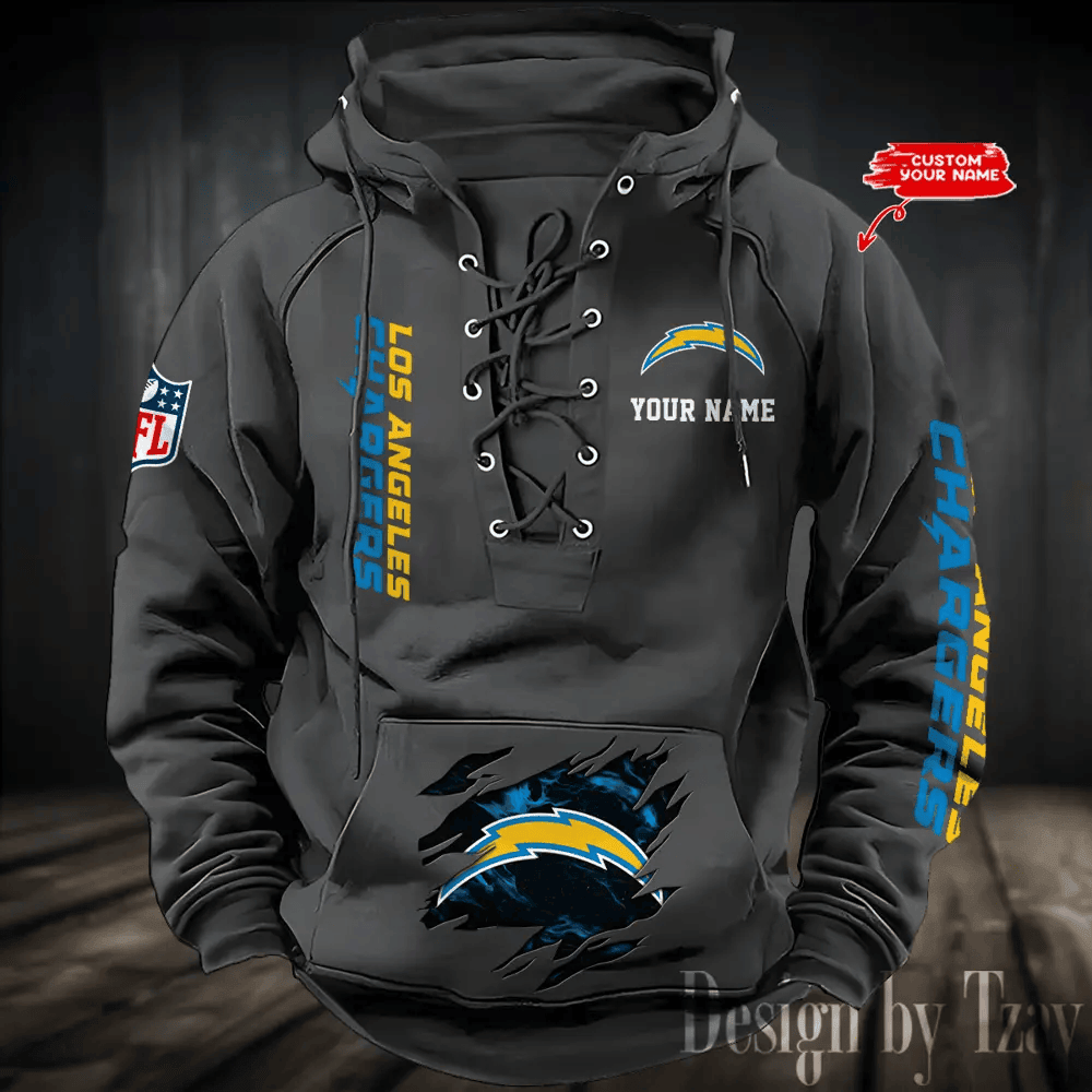 SPTS9HLUH114-Los Angeles Chargers Men's Hooded Lace-up Hoodie