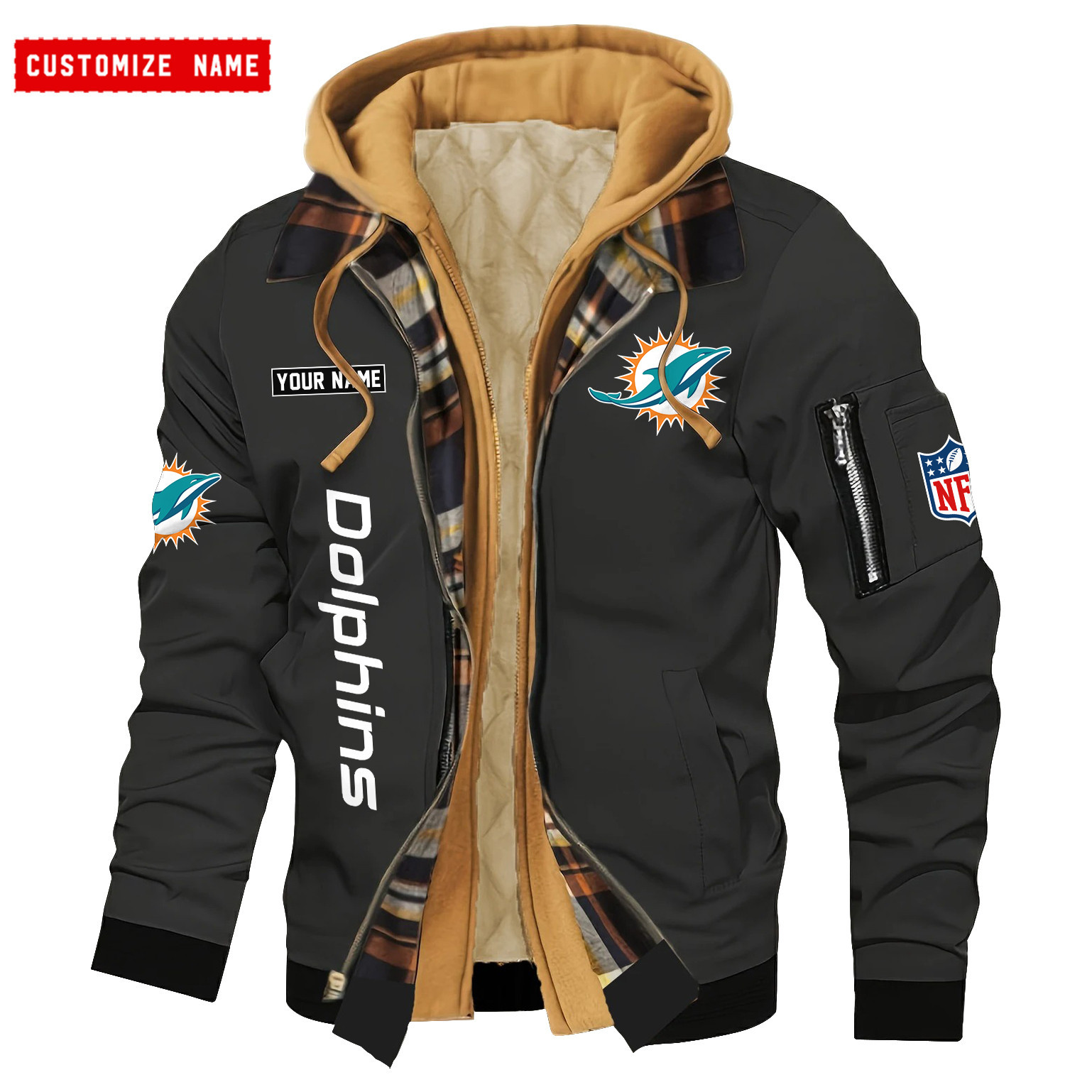 Miami Dolphins Jacket Casual Fake Two Piece Design SPTJCFTPD052