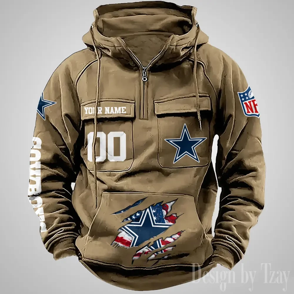 Dallas Cowboys Designer Hoodies For Men Casual Fashion Solid Multi-Pocket Zipper Long Slevee AZVMHD902