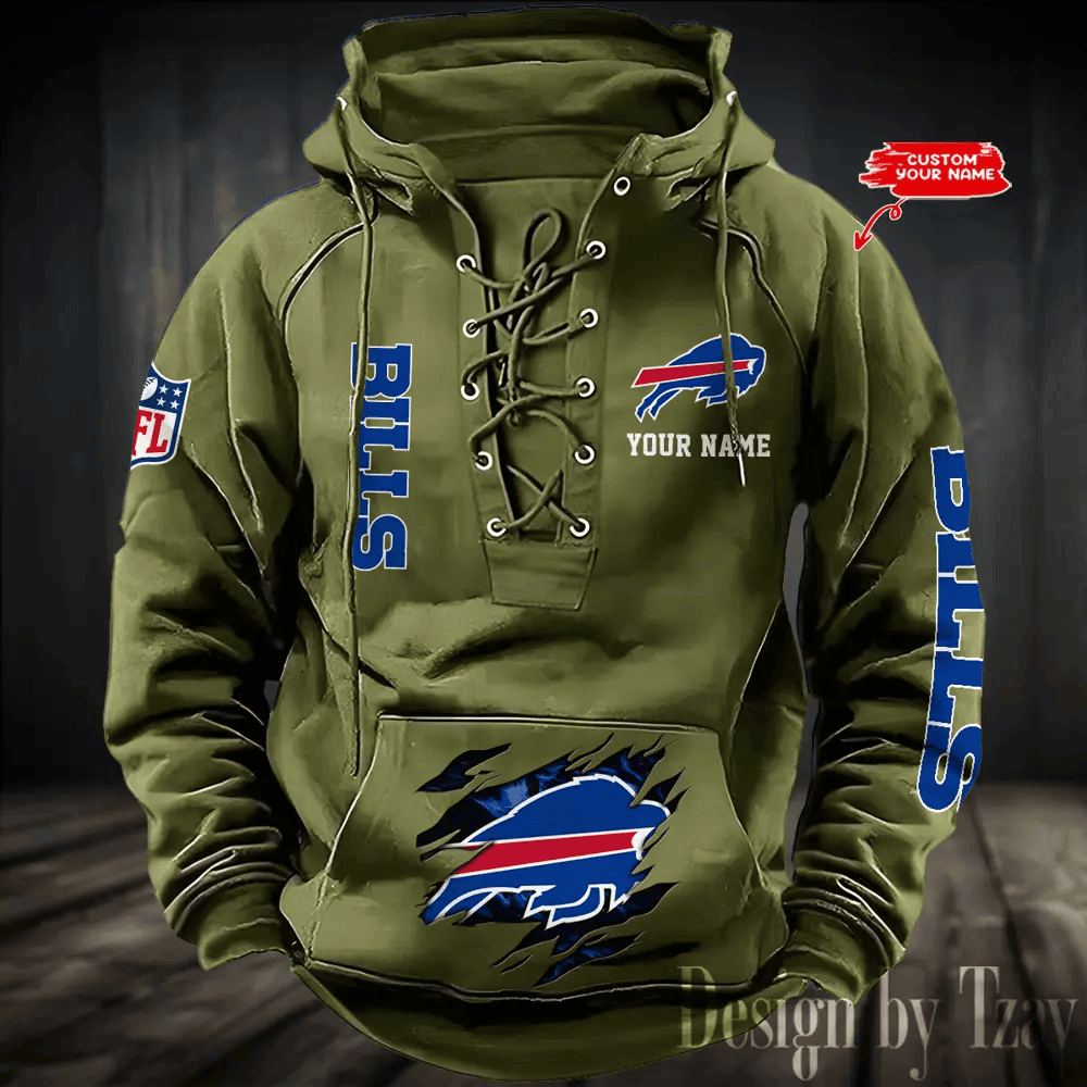 SPTS9HLUH100-Buffalo Bills Men's Hooded Lace-up Hoodie