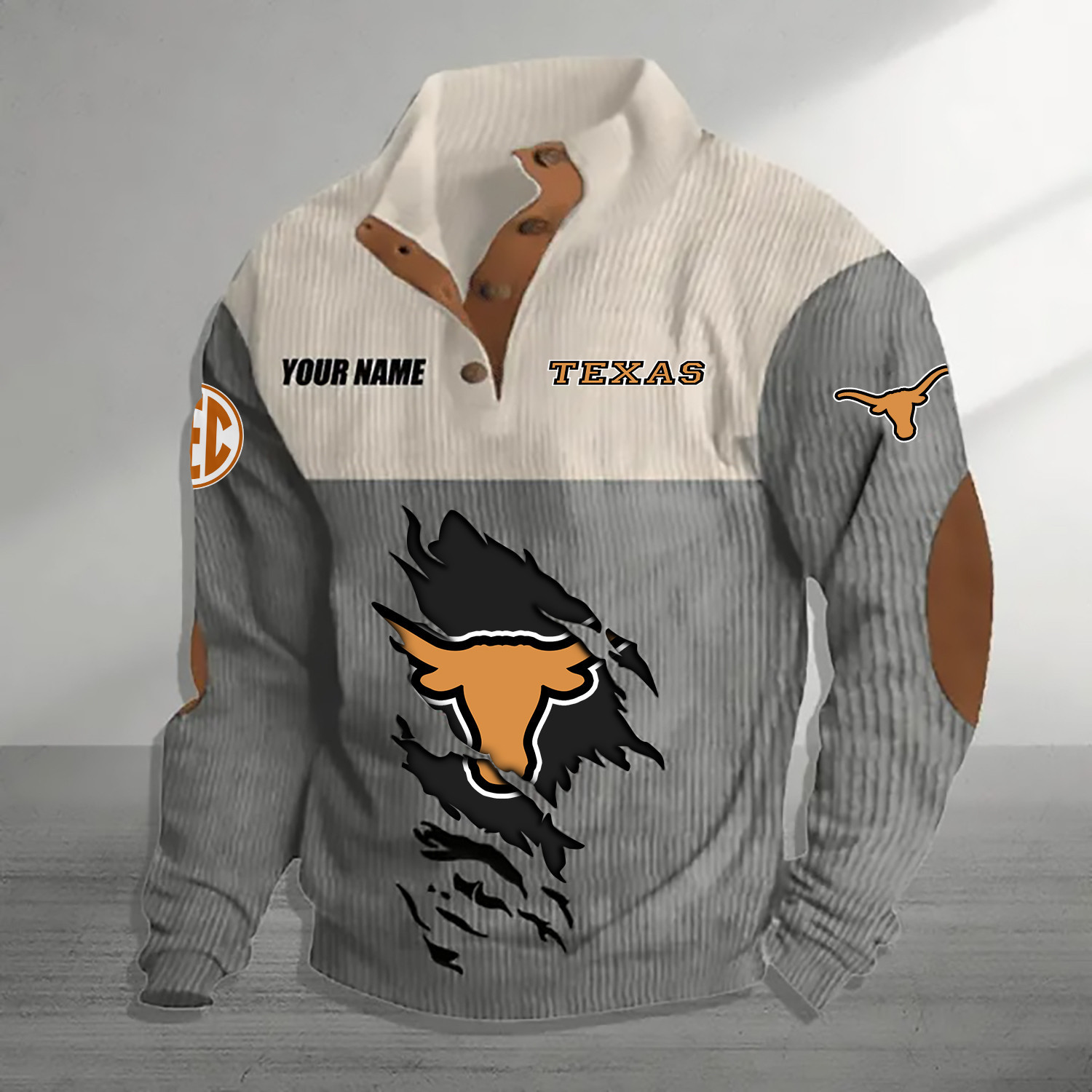 Texas Longhorns football Double Breasted Stand Collar Hoodies LUXY873