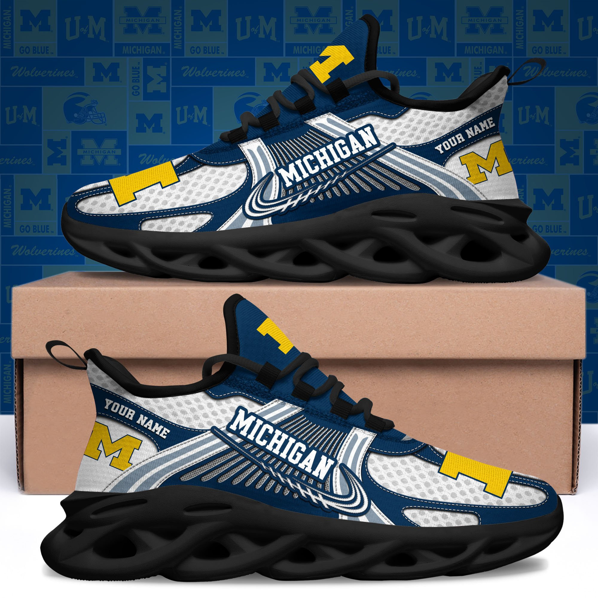 Michigan Wolverines Personalized Max Soul Sneakers MC56FG