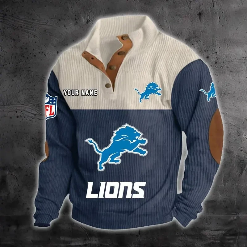 Detroit Lions S9DBSCH1211 Color Block Stand Collar Sweatshirt