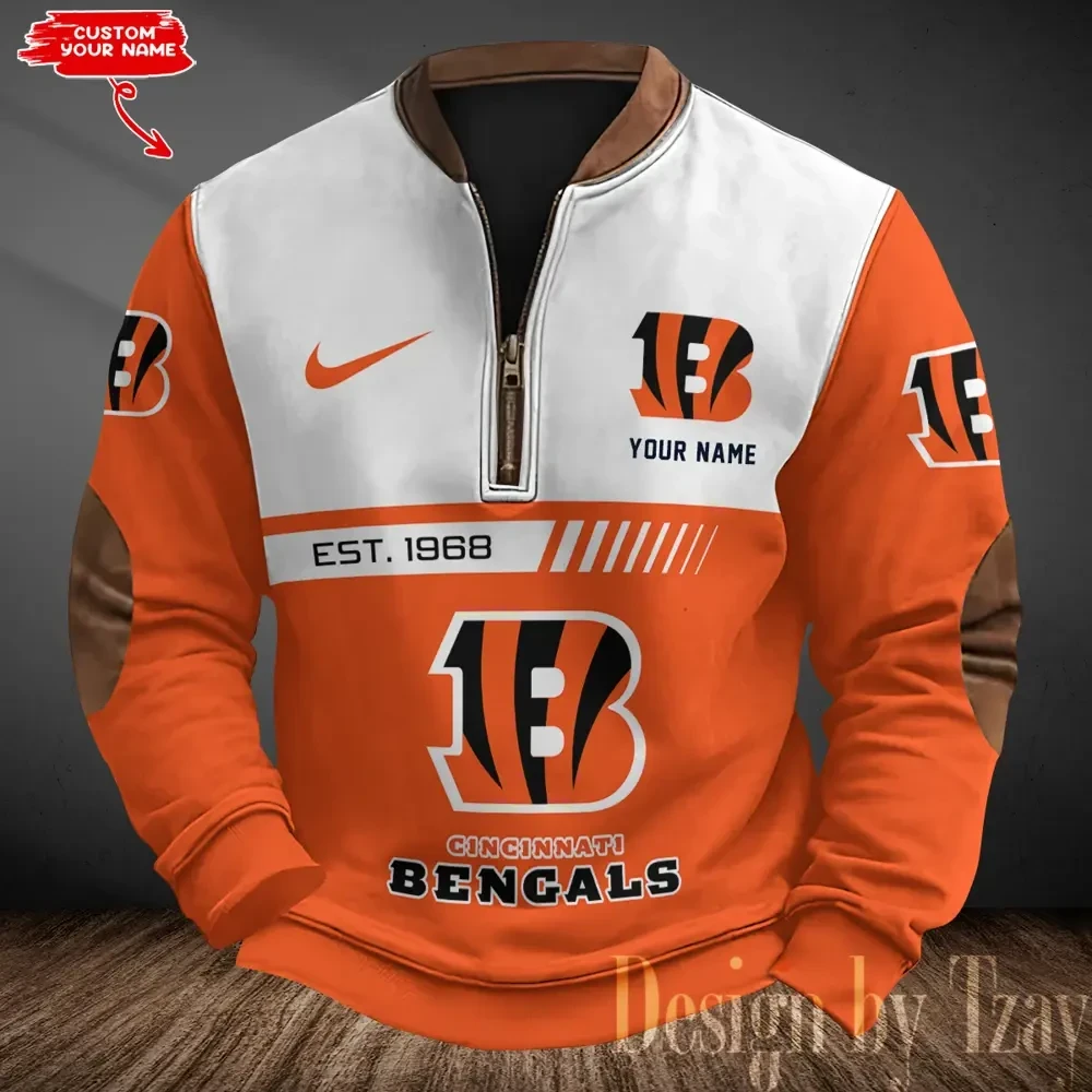 Cincinnati Bengals Men's Vintage Zipper Stand Collar Sweatshirt S9MPZNS308