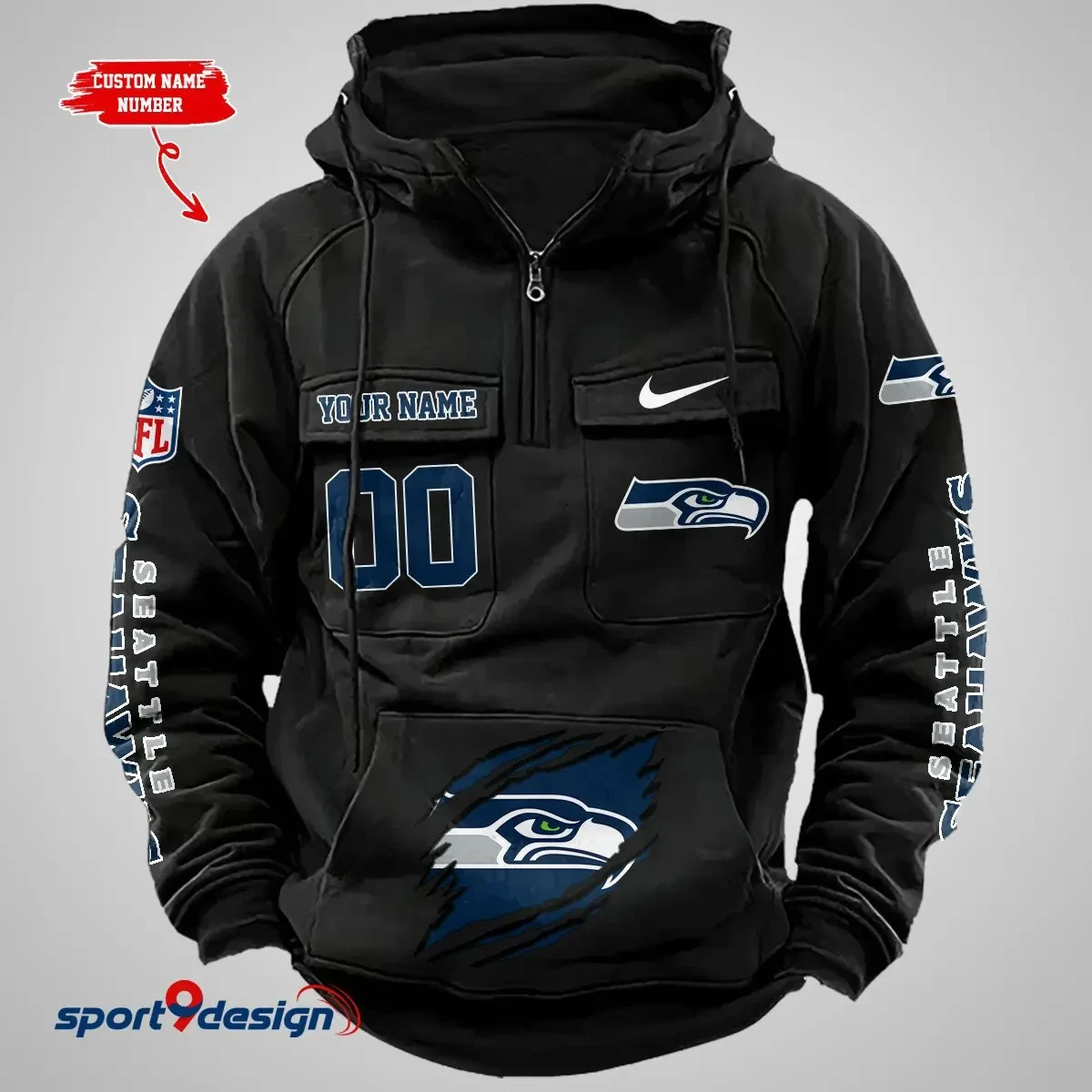 Seattle Seahawks Vintage Men Hoodie AZVMHD165