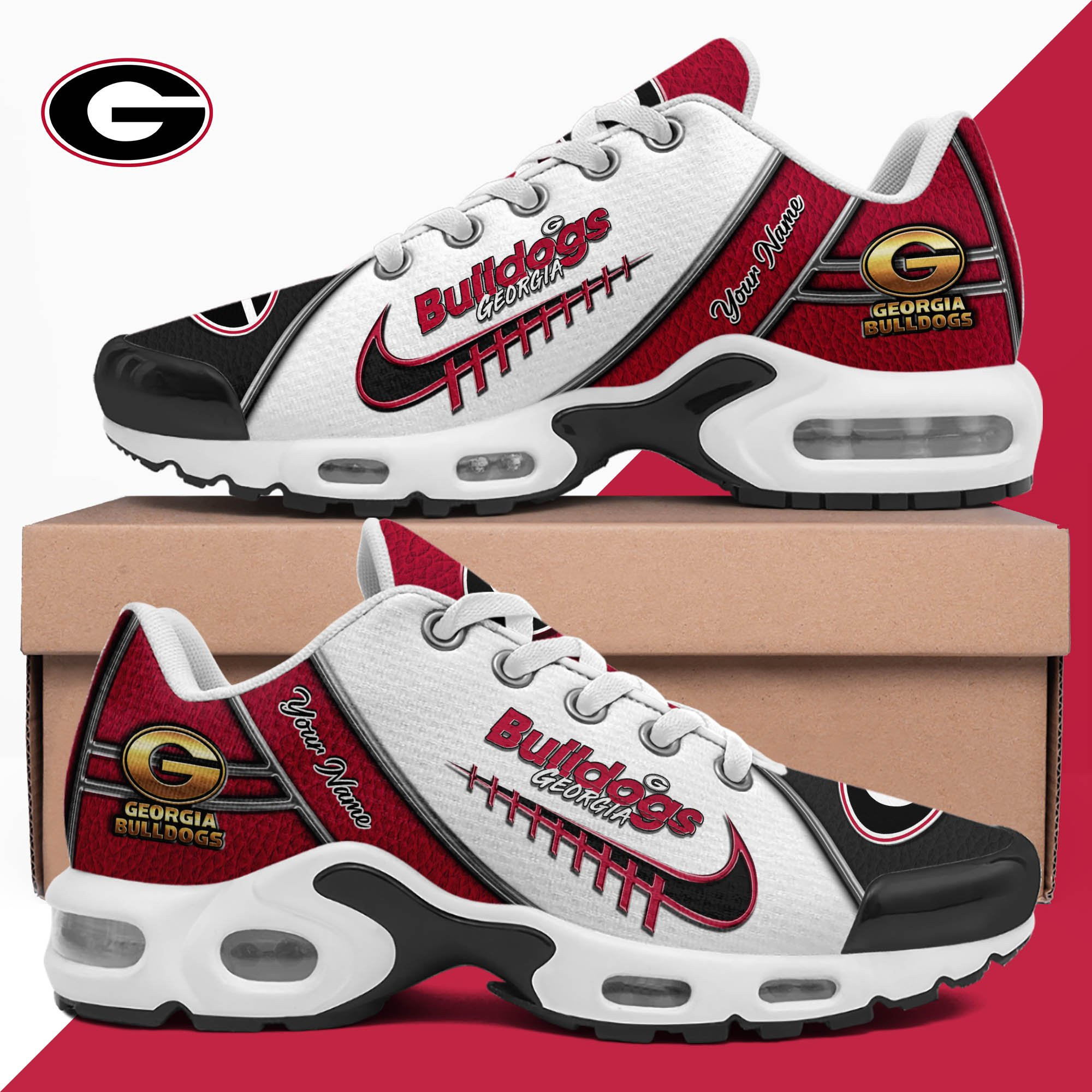NCAA Georgia bulldogs Personalized Plus T-N Youth Sneakers TJU876