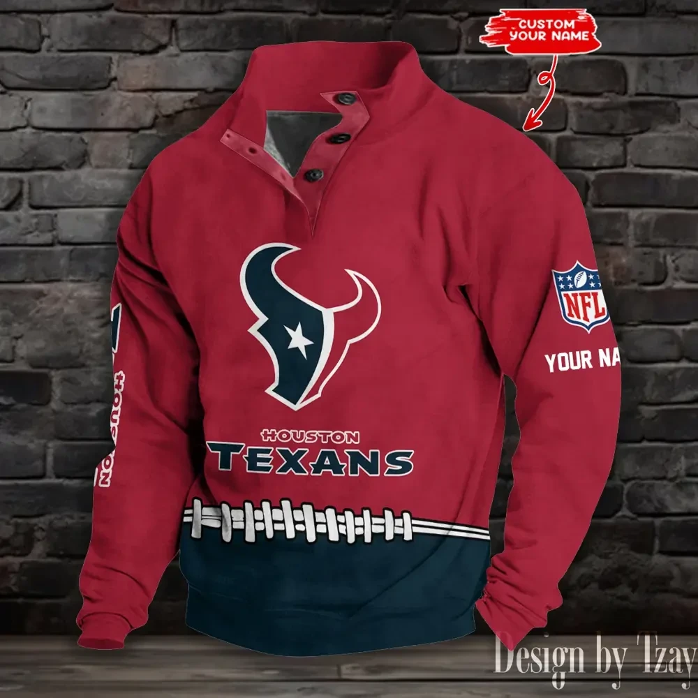Houston Texans Casual Long Sleeve Button Up Sweatshirt S9DBSCH2329