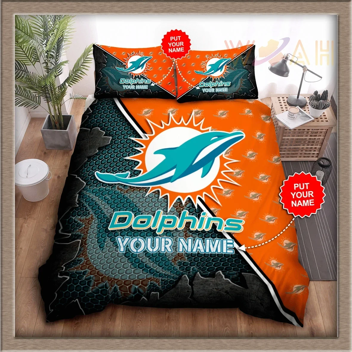 MIAMI DOLPHINS PERSONALIZED BEDDING SET BG38