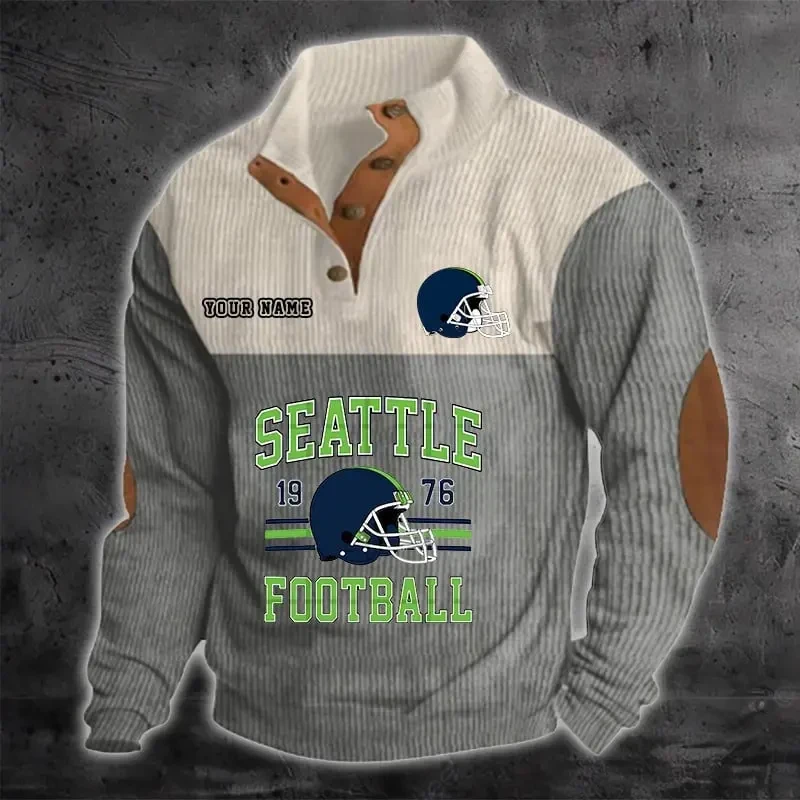Seattle Seahawks S9DBSCH1197 Color Block Stand Collar Sweatshirt
