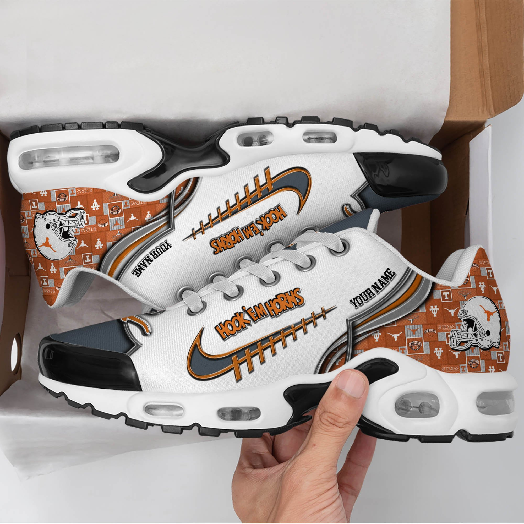 Texas Longhorns Personalized Plus T-N Youth Sneakers TD35ERR