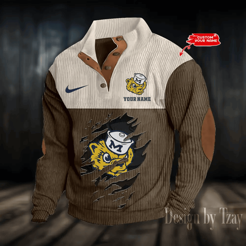 S9DBSCH533-Michigan Wolverines NCAA Double Collar Hoodies
