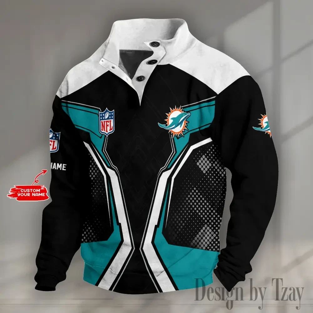 Miami Dolphins NFL Half Button Long Sleeve Hoodie S9DBSCH1541