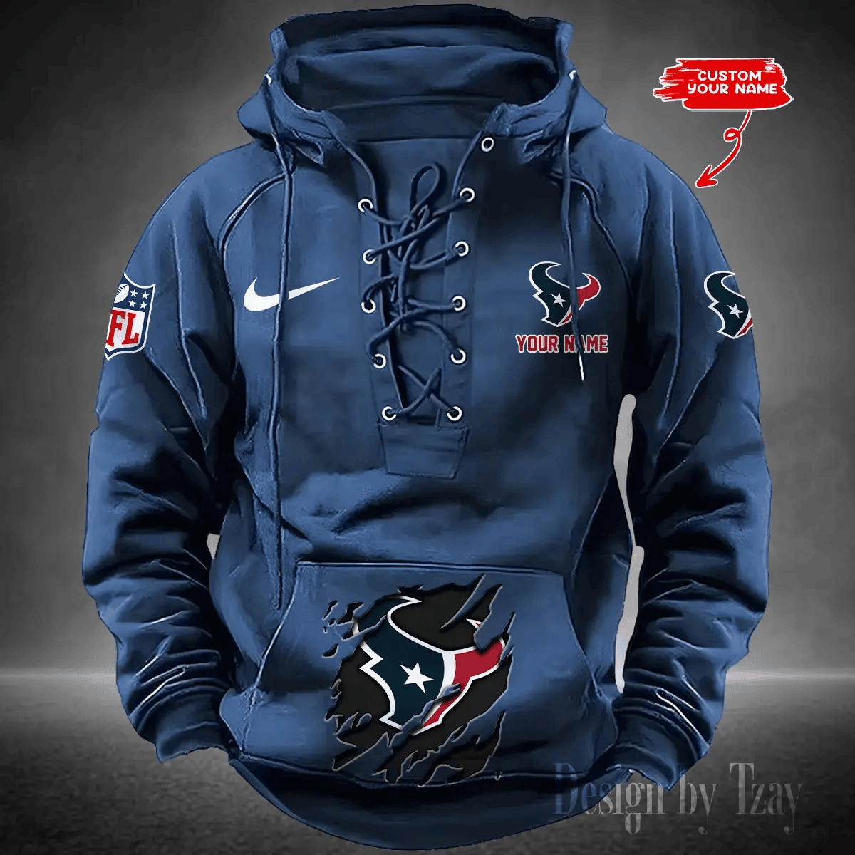 SPTS9HLUH013-Houston Texans Men's Hooded Lace-up Hoodie