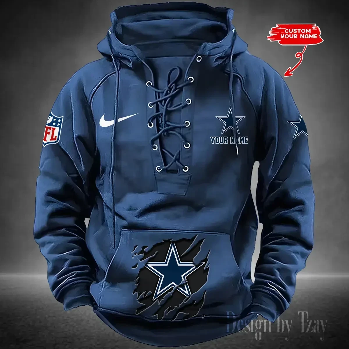 SPTS9HLUH009-Dallas Cowboys Men's Hooded Lace-up Hoodie