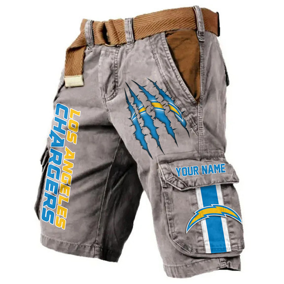 Los Angeles Chargers Pocket Print Cargo Shorts (Belt Not Included) S9MCS224