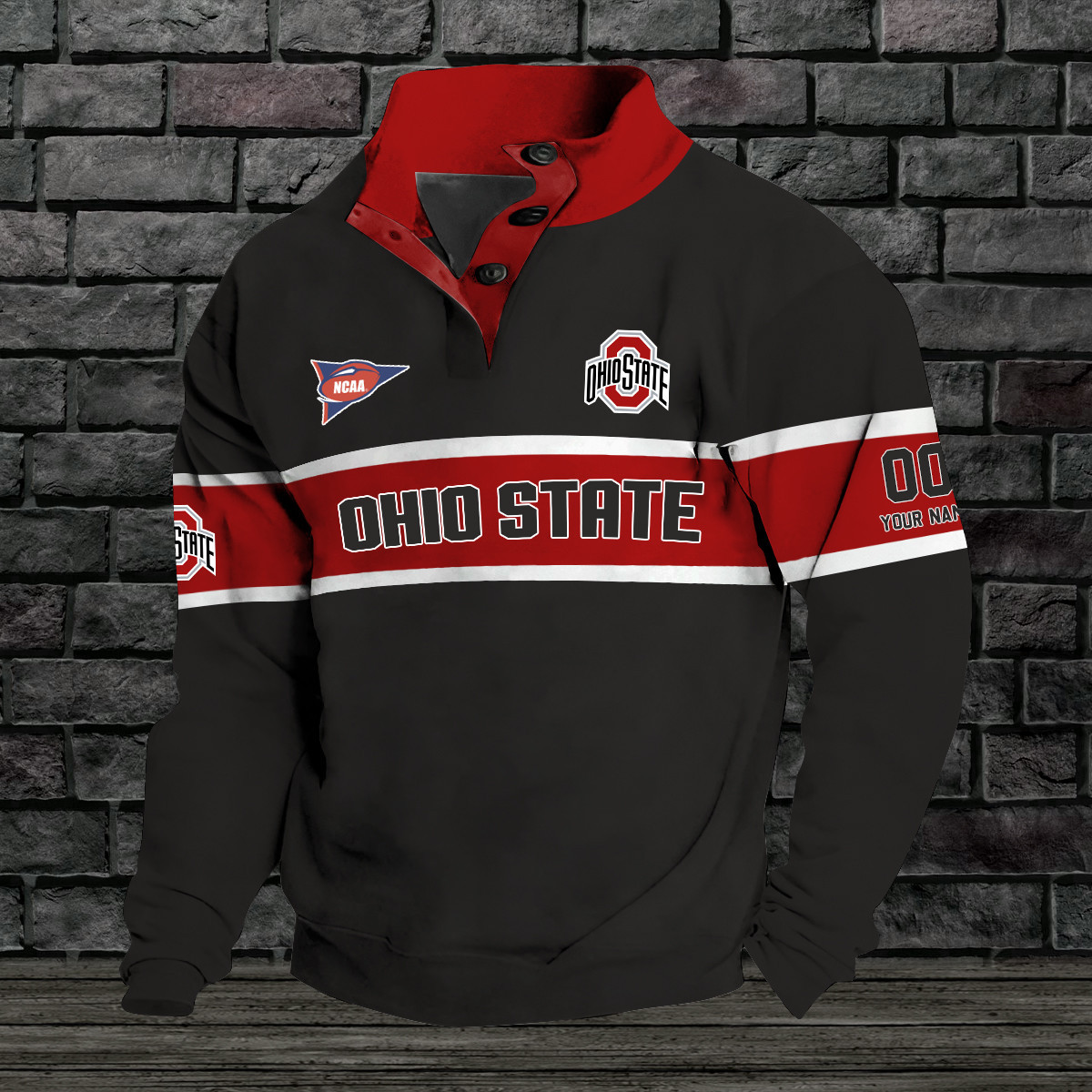 Ohio State Buckeyes Double Breasted Stand Collar Hoodies OHIO87HG9