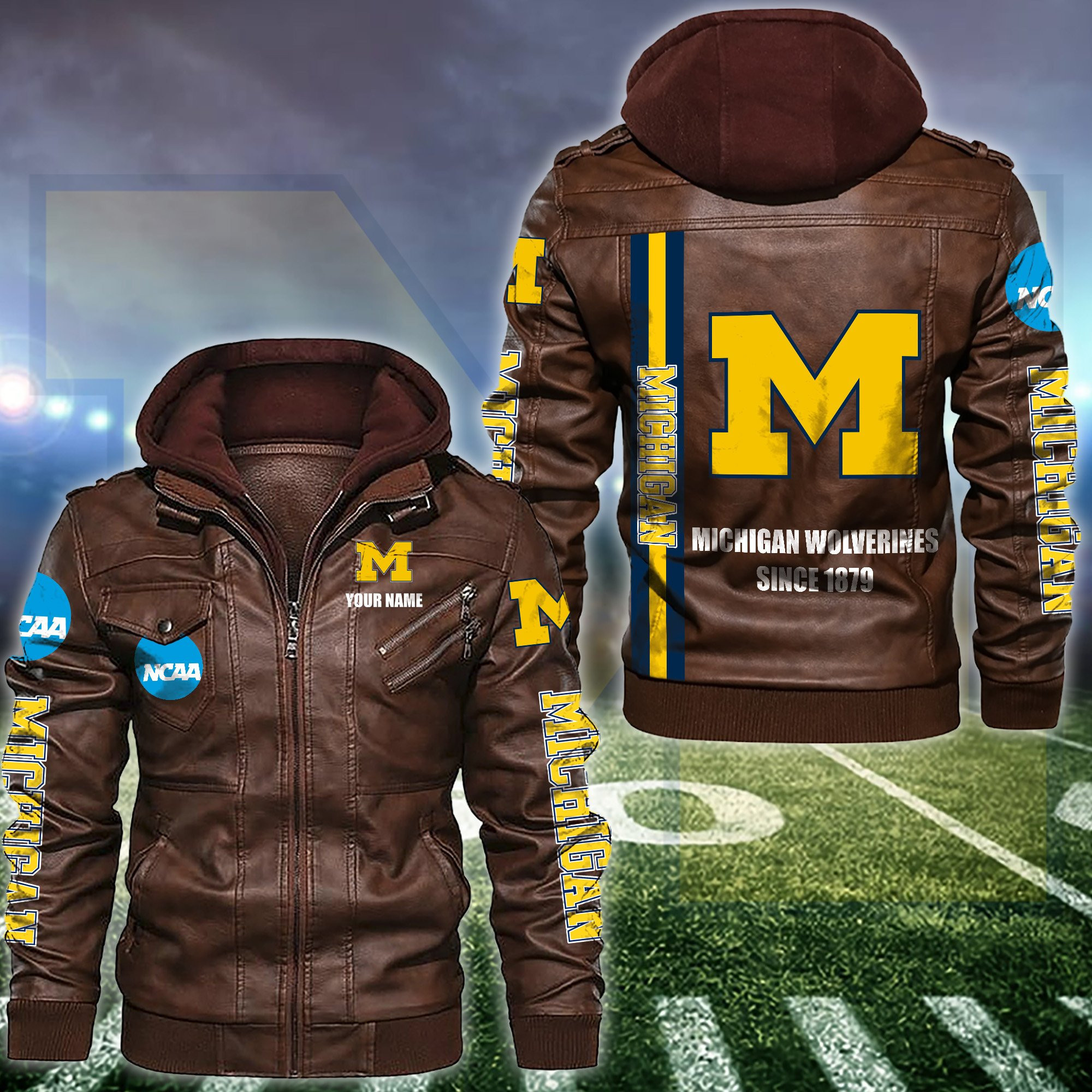 Michigan Wolverines Men’s Leather Coats DV20 ZP456G