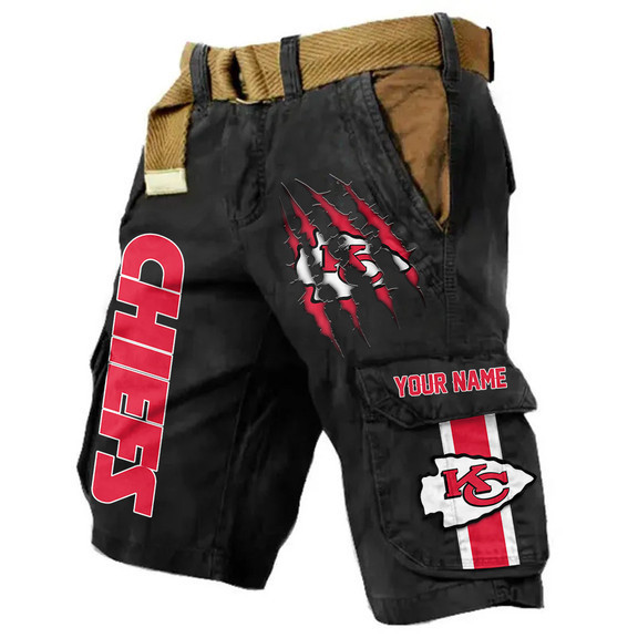 Kansas City Chiefs Pocket Print Cargo Shorts (Belt Not Included) S9MCS222