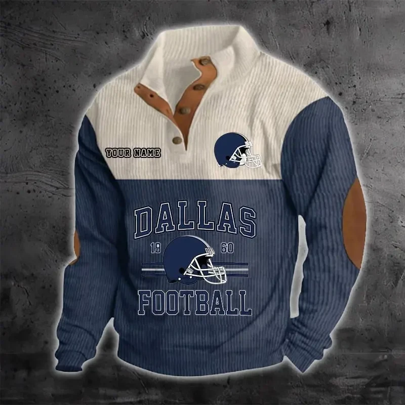 Dallas Cowboys S9DBSCH1177 Color Block Stand Collar Sweatshirt