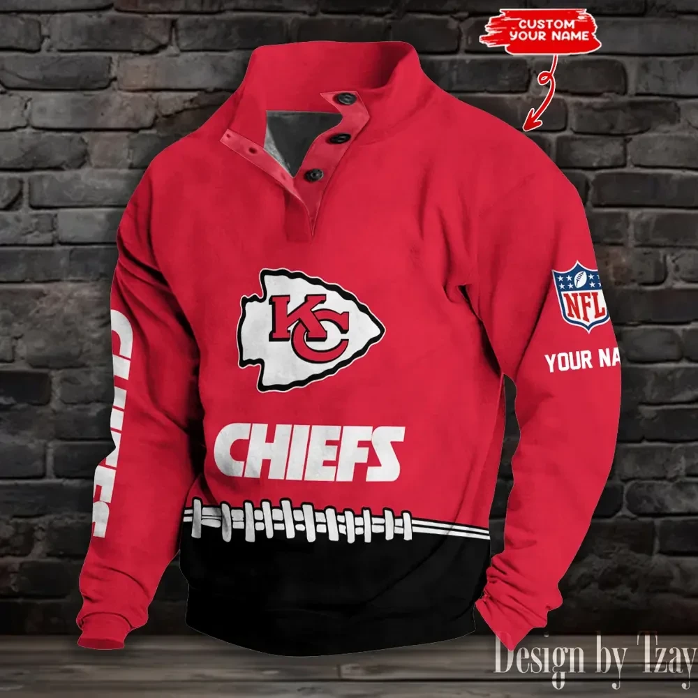 Kansas City Chiefs Casual Long Sleeve Button Up Sweatshirt S9DBSCH2332