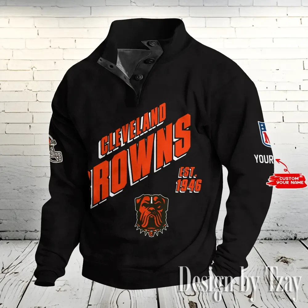 Cleveland Browns NFL Half Button Long Sleeve Hoodie Trending 2025 S9DBSCH1730