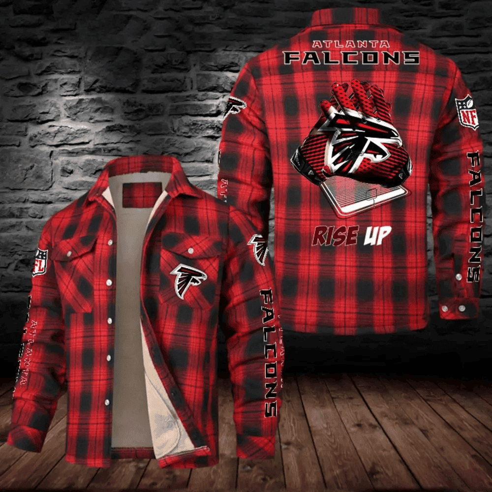 Atlanta Falcons Fleece Plaid Jacket Casual Loose Cotton Jacket WINFSJF20436