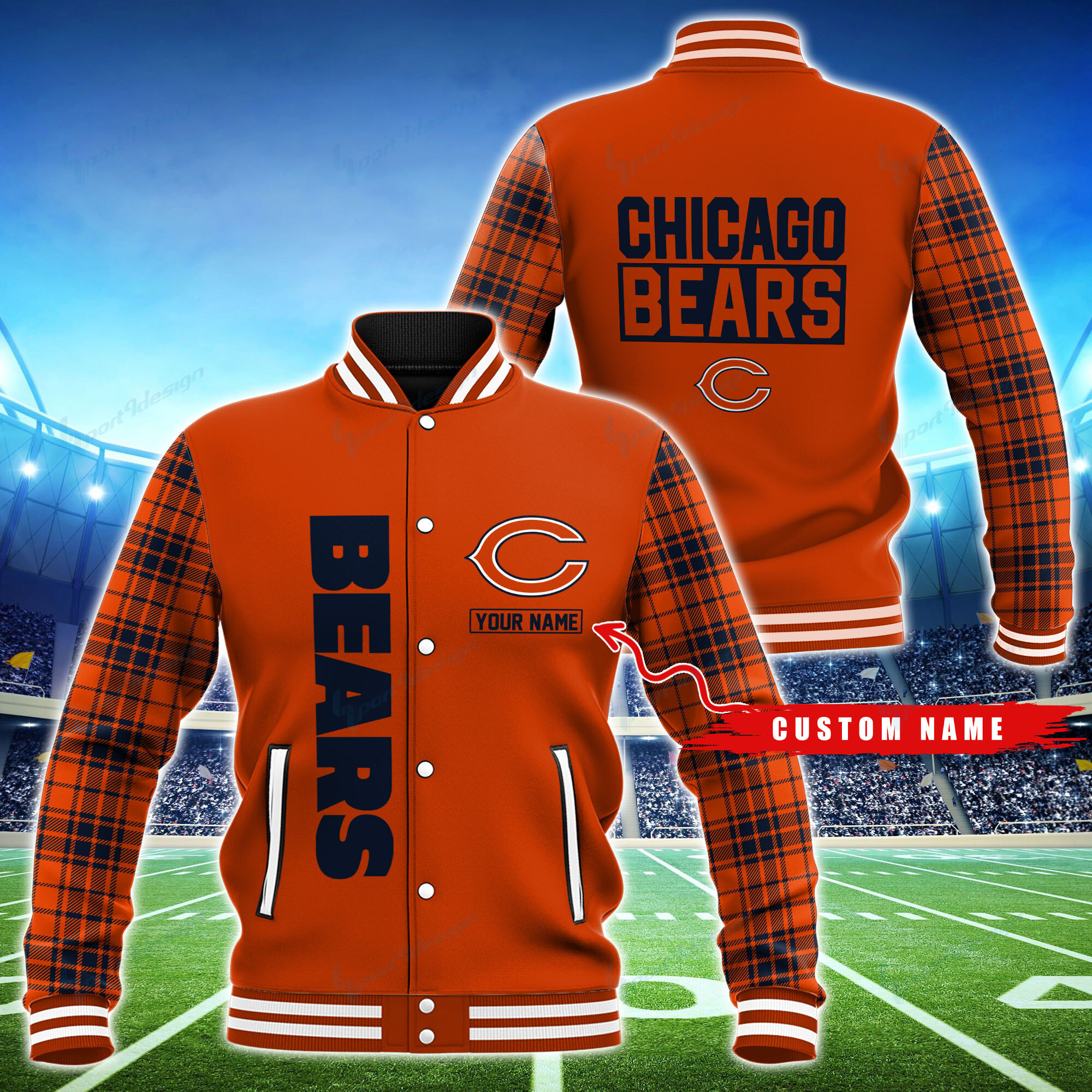 Chicago Bears Personalized Baseball Jacket BG38