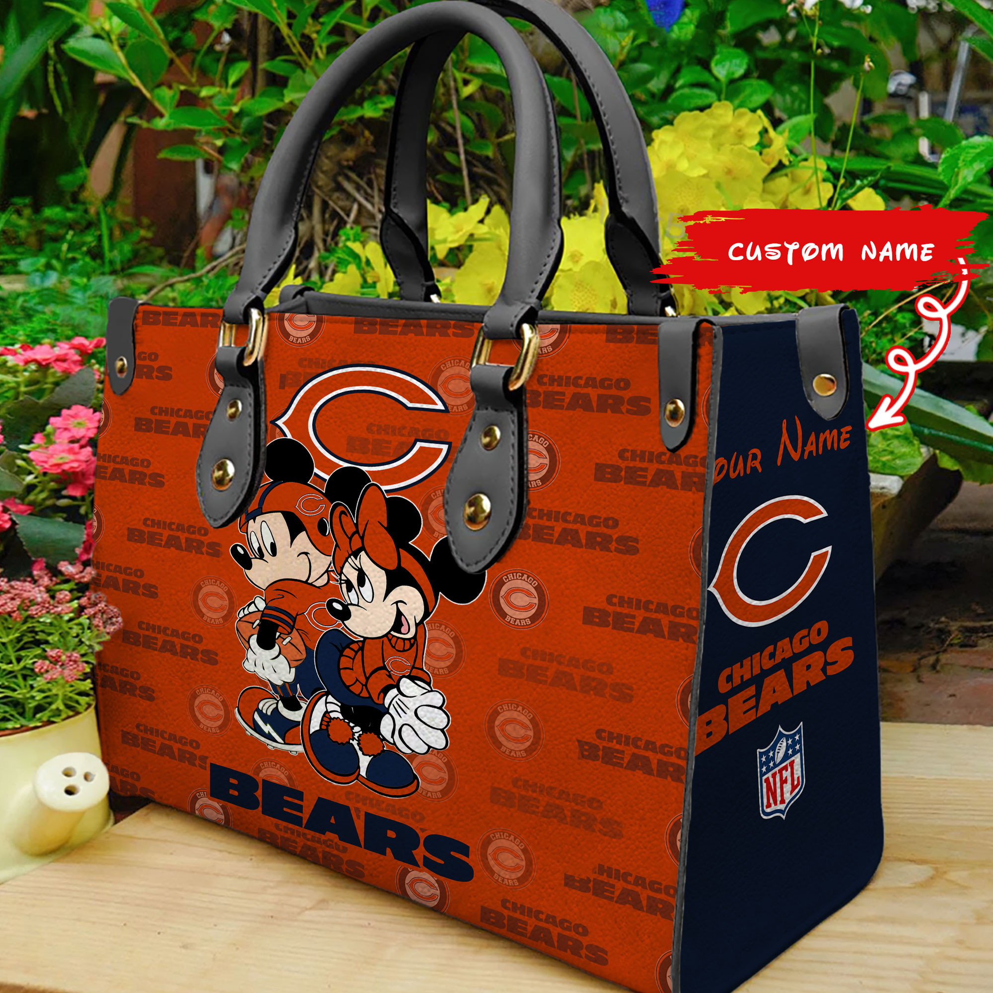 Chicago Bears Personalized Leather Hand Bag BB85