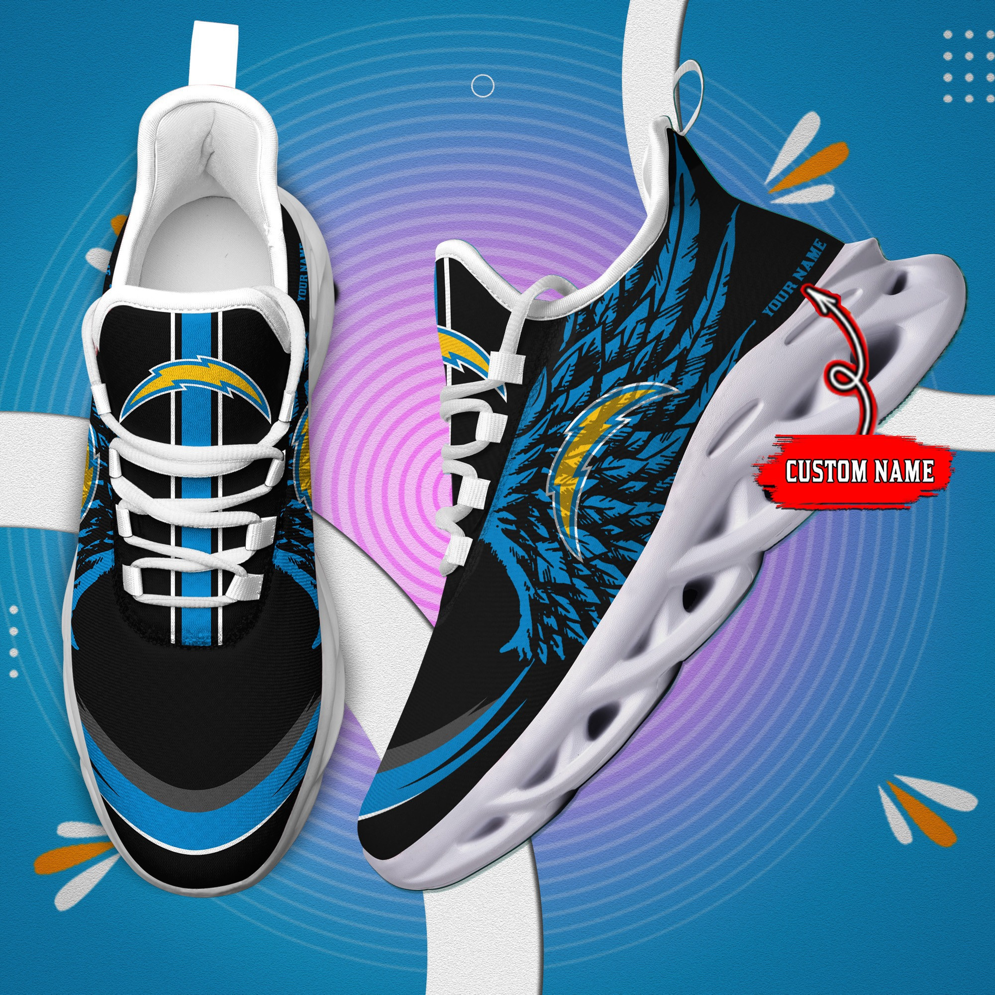 Los Angeles Chargers Personalized Yezy Running Sneakers BB680S