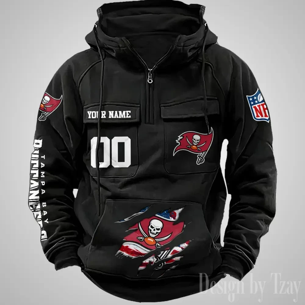 Tampa Bay Buccaneers Designer Hoodies For Men Casual Fashion Solid Multi-Pocket Zipper Long Slevee AZVMHD923