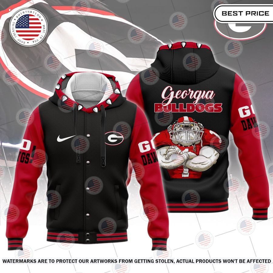 NCAA Georgia Bulldogs Red White Baseball Jacket V5HSD