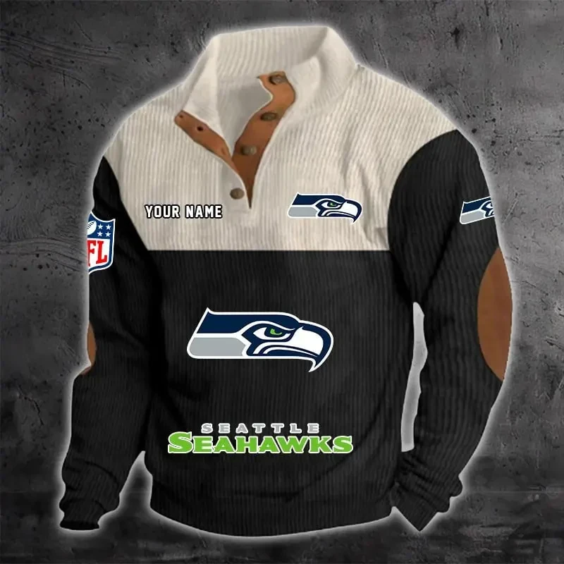 Seattle Seahawks S9DBSCH1229 Color Block Stand Collar Sweatshirt