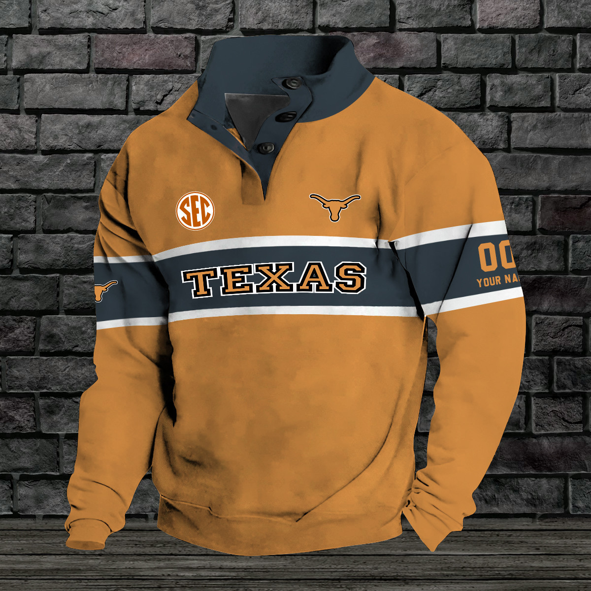 Texas Longhorns Double Breasted Stand Collar Hoodies LUXY77S