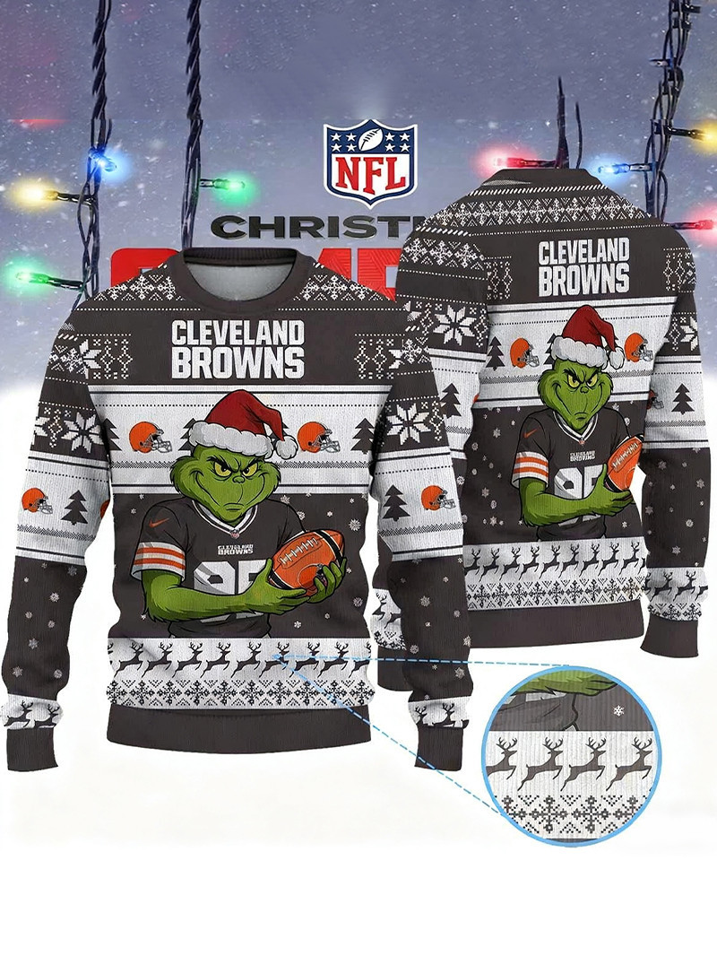 Cleveland Browns Christmas Premium Grinch Ugly Sweater GU84