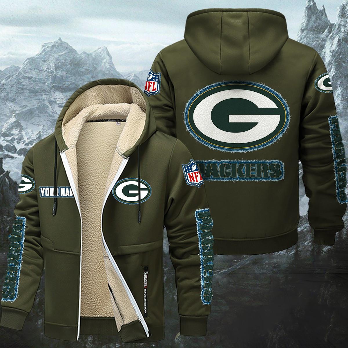 Green Bay Packers Sherpa-Lined Zip Hoodie WINHZVC12012