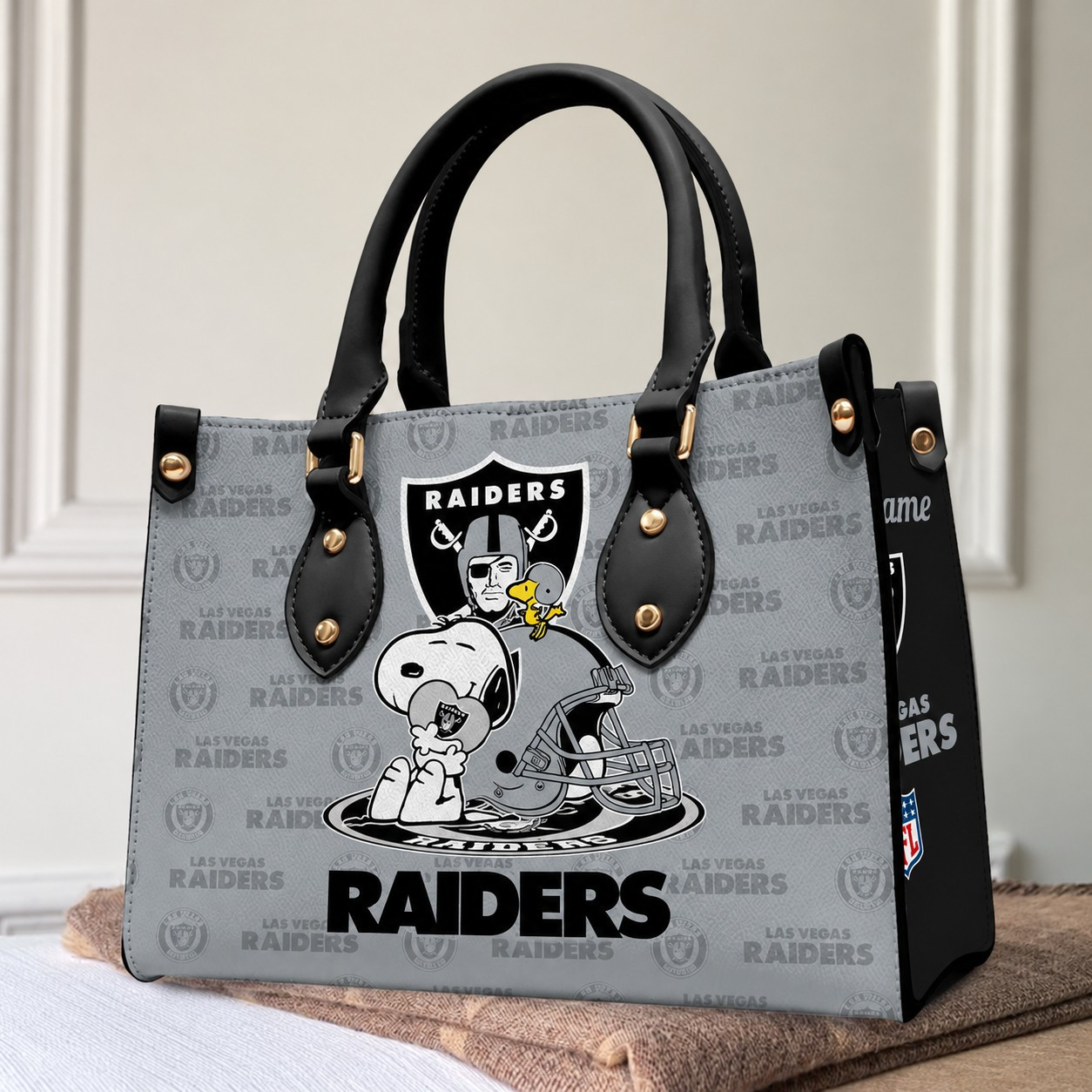Las Vegas Raiders NFL Snoopy Women Premium Leather Hand Bag
