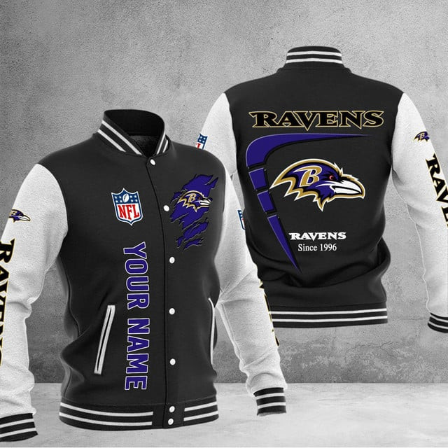 Baltimore Ravens Custom Multicolors Button Jacket CJ54