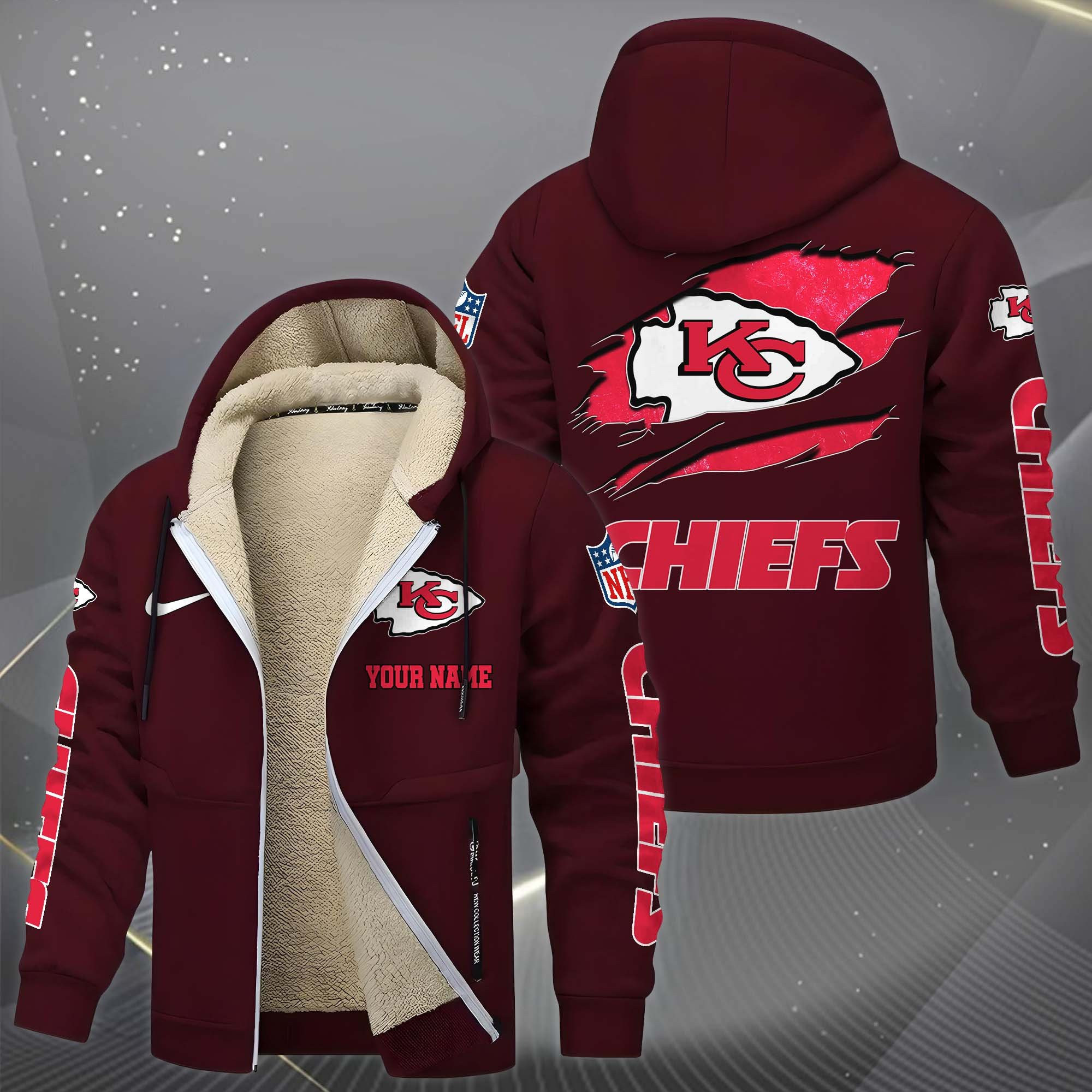 Kansas City Chiefs Hoodies Zip Velvet Coat ANZTZH33