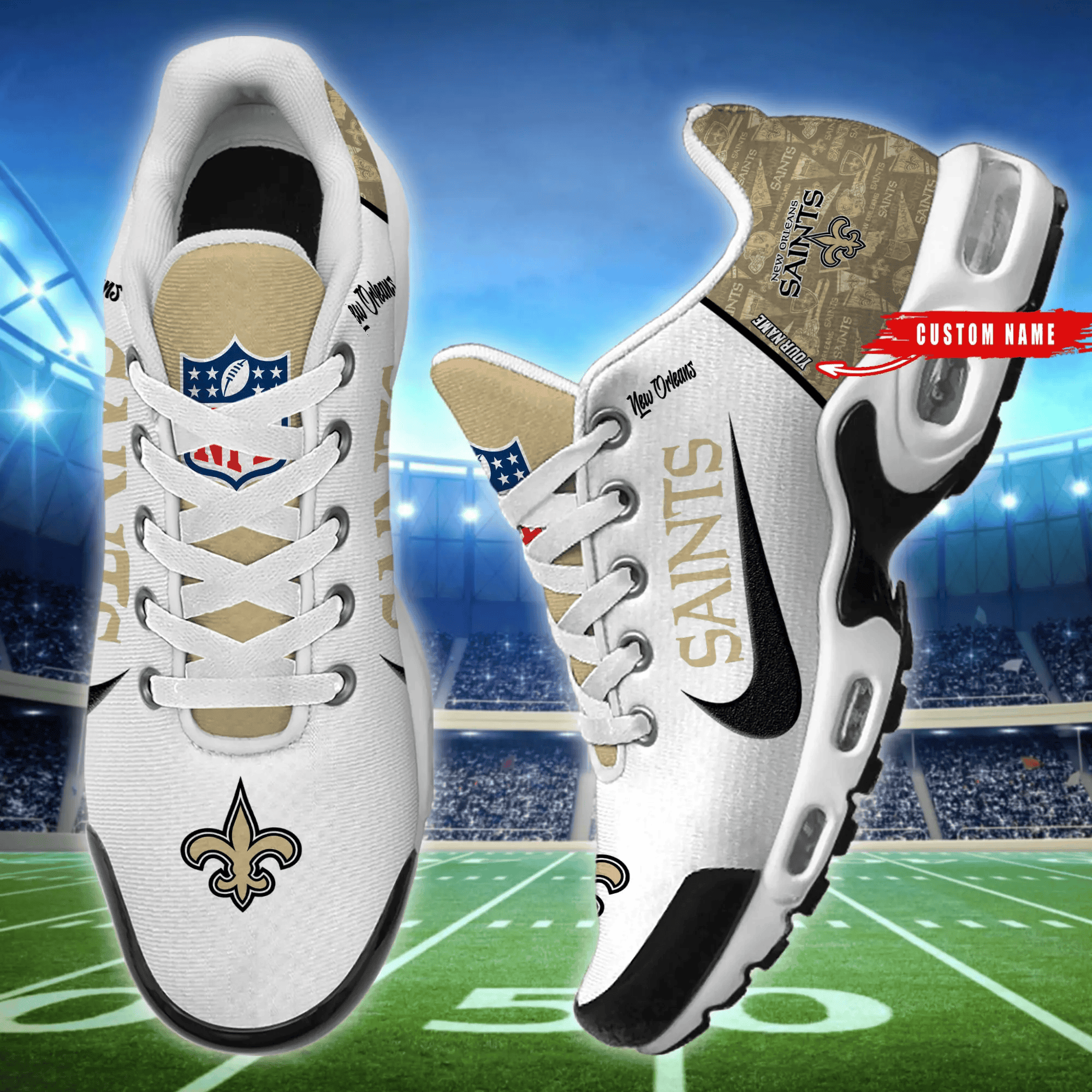 New Orleans Saints Personalized Plus T-N Youth Sneakers BGTN250