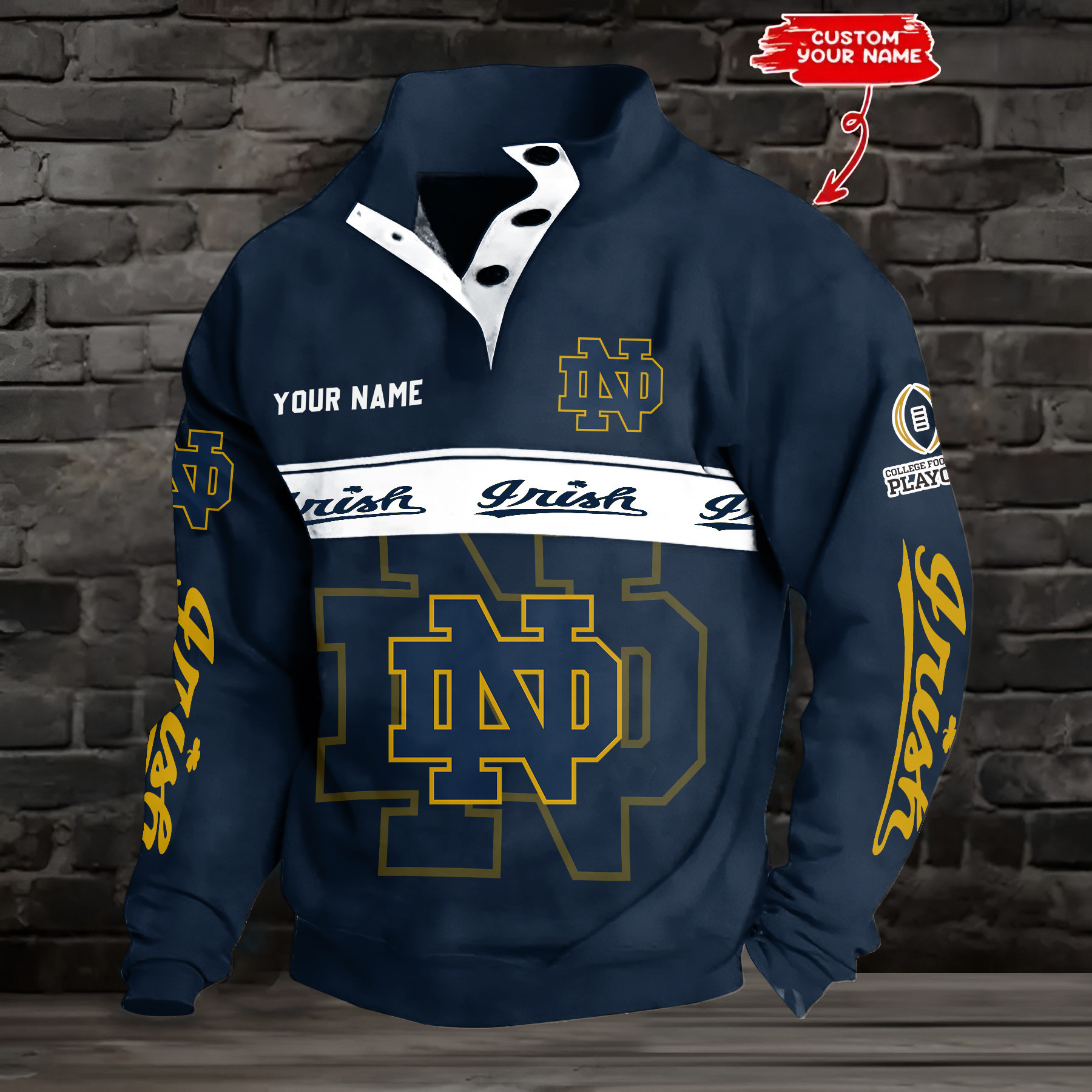 Notre Dame Double Breasted Stand Collar Hoodies PBKT25Y
