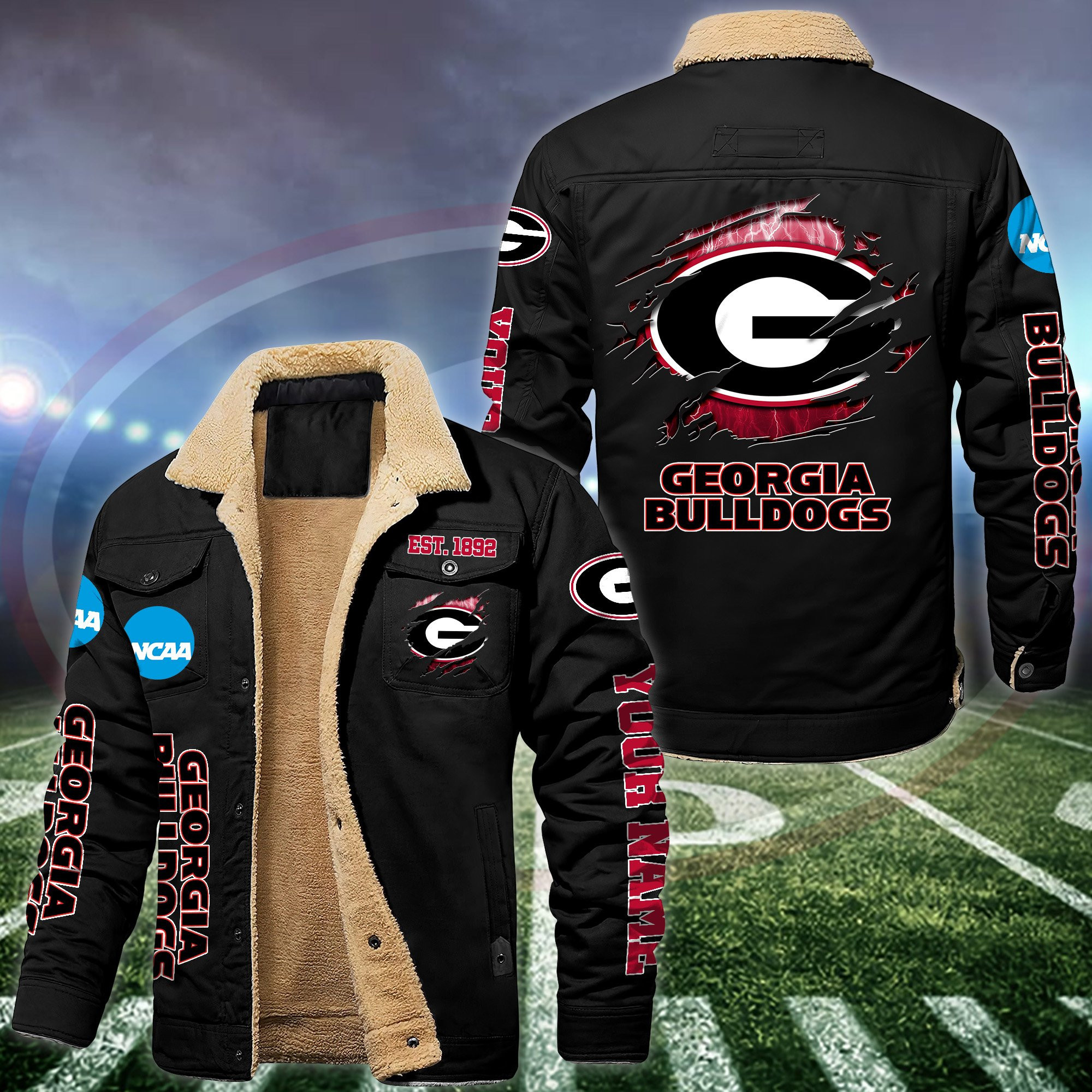 Georgia bulldogs Fleece Lined Cargo Jacket Custom Your Name 2024 version BHYH23