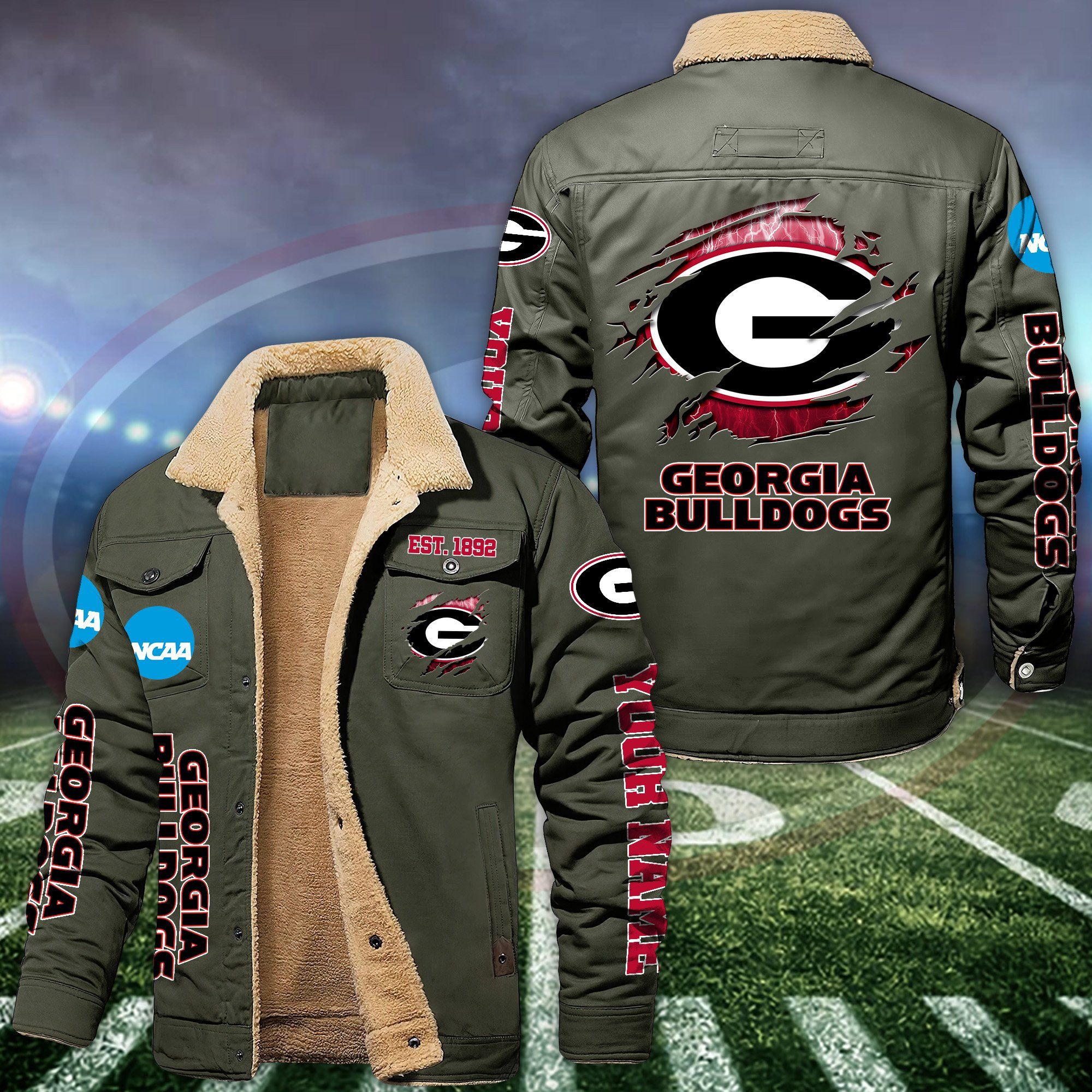 Georgia bulldogs Fleece Lined Cargo Jacket Custom Your Name 2024 version PBWG5Z3