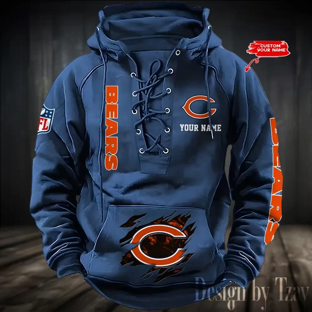 Chicago Bears Men's Hooded Lace-up Hoodie PBCG1IO